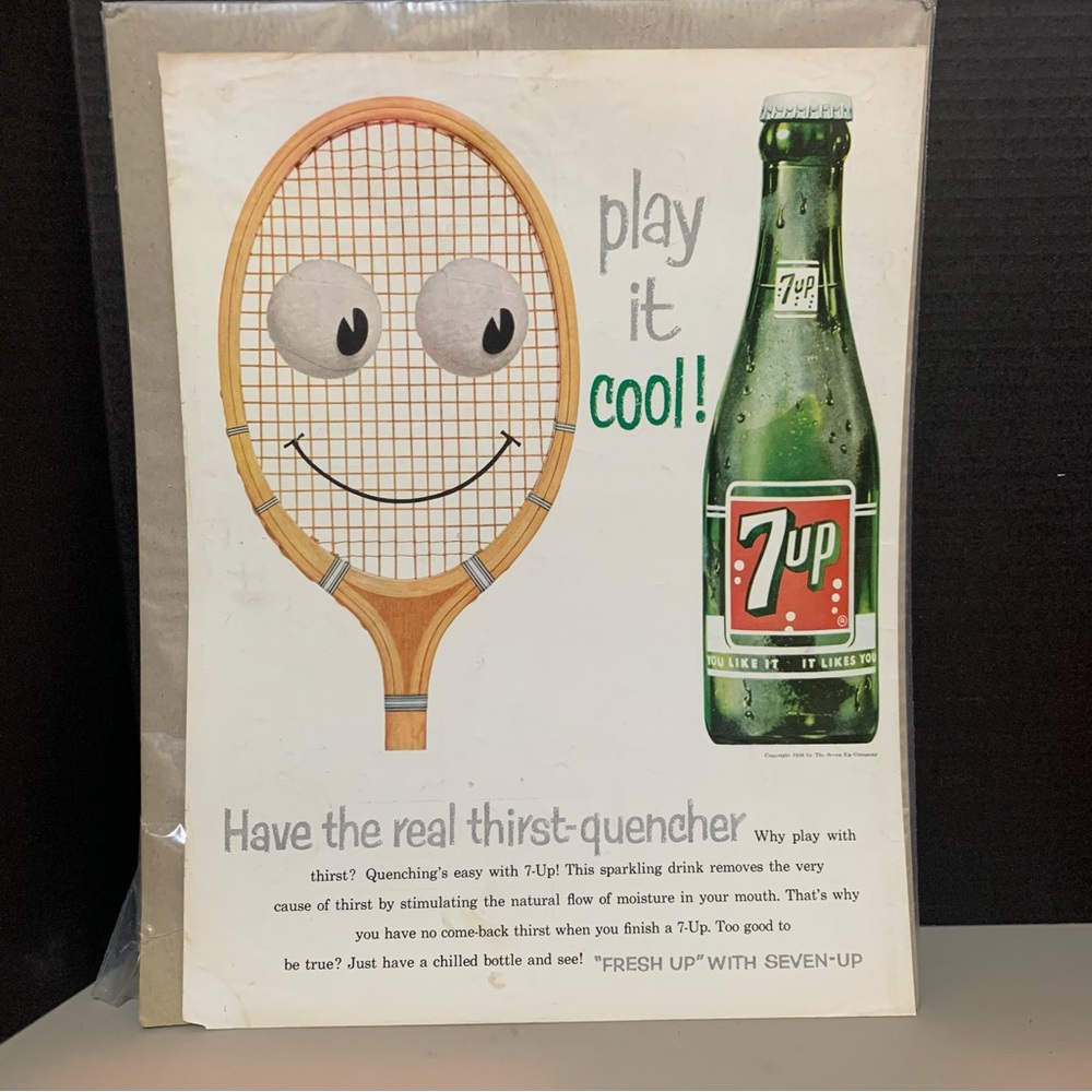 7up Seven-Up 1958 original, Tennis Advertisement